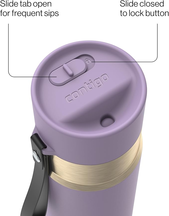 Contigo AutoSeal 24 oz Stainless Steel Vacuum-Insulated Water Bottle with Leakproof Push-Button Spout & Lock, Carry Strap, BPA-Free & Lead-Free, Dishwasher Safe - Image 3