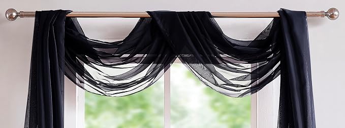 Warm Home Designs 55 x 288 Black Sheer Window Scarf. AM Black 288" | Extra Long Window Scarves Valances are Great As Wedding Arch Draping Fabric, Bed Canopy Or for Decorative Project. - Image 8