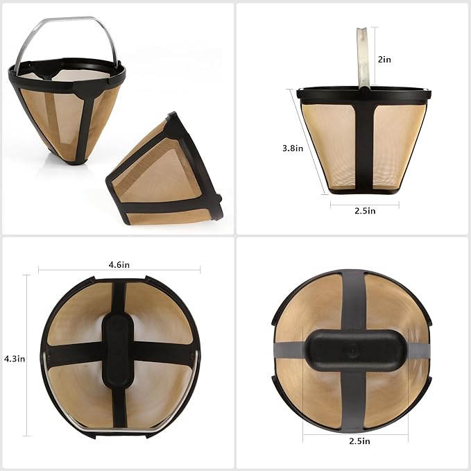 2pcs Replacement for CE250 CE251 Coffee Permanent Gold Tone Filter,Compatible with Ninja 12-Cup Programmable Coffee Brewer