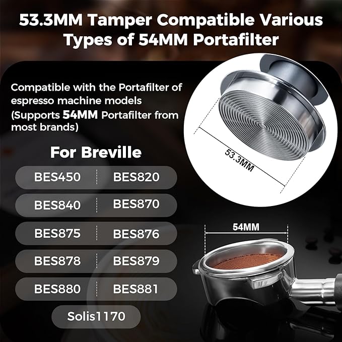 IKAPE 53MM Espresso Tamper Kit Silver 6 IN 1, Espresso Tool Kit for Making Perfect Shots – Tamper, Distributor, Funnel, Mat, Screen, and Towel