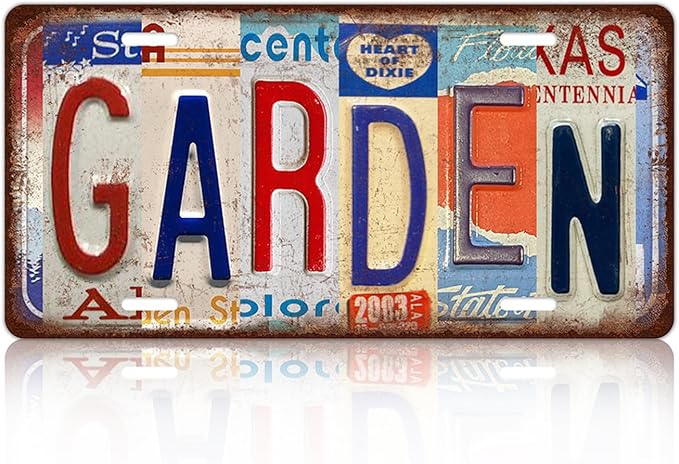 Vintage Garden Metal Tin Sign License Plate Wall Decor 12 x 6 Inches by MTsigns