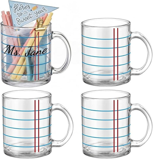 Tioncy 4 Pcs Back to School Coffee Mugs 12 oz Teacher Appreciation Gifts Composition Notebook Coffee Cups with Handle Teacher Mugs Drinking Containers for School Office Classroom Party Supplies by Tioncy