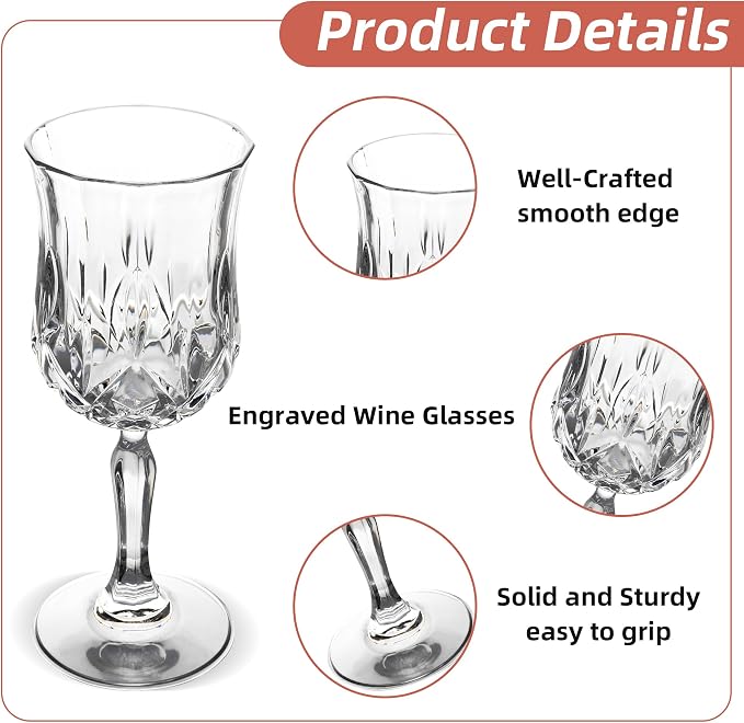 UMEIED 12 Pack 7.2oz Wine Glasses, Small Stemware for Red Wine, Port, Sherry, Dessert Wine, Crystal Clear Classic Glass Goblets Elegant Glassware for Restaurants, Bars, Home Use - Image 4