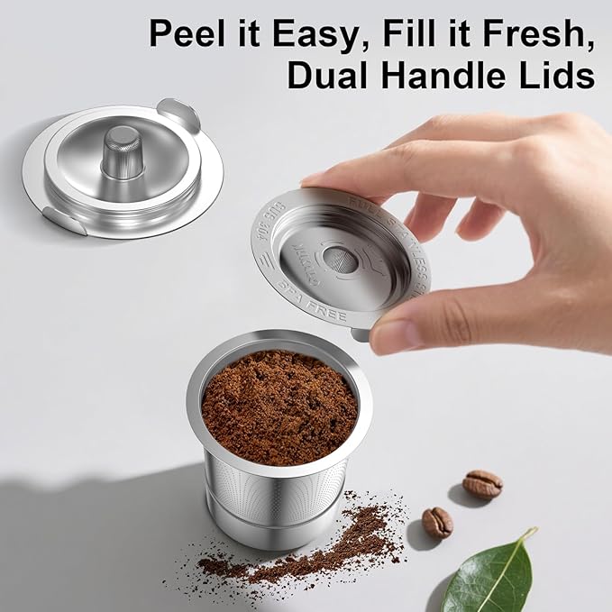 Reusable K Cups for Keurig: Full Stainless Steel Refillable K Cups, Reusable Coffee Filter for Keurig 1.0 Coffee Machines - Eco-Friendly, Easy to Fill and Clean, Lid-Body Tight Seal, Stratum Flow Tech