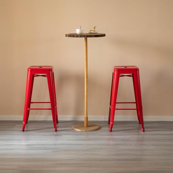 30-inch Backless Metal Bar Stool Stackable Heavy-Duty Counter-Height Chair for Home Bars Patios Kitchen Islands Cafes Restaurants Bistros and Dining Areas for Indoor & Outdoor Use, Red - Image 2