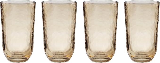 Lenox Homespun Amber Tall Highball Glasses, 20oz, Set of 4 | mouth-blown glass, amber hue, dishwasher safe | artisanal drinkware for gatherings | 6 inch, 20oz, gift for women by Lenox