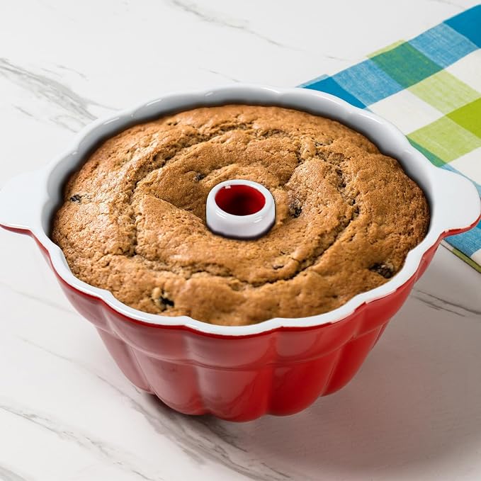 Emeril Lagasse Fluted Cake Pan Stoneware 9.5 in – Pound Cake Baking Pan, Perfect for Baking Delicious Cakes! - Image 2