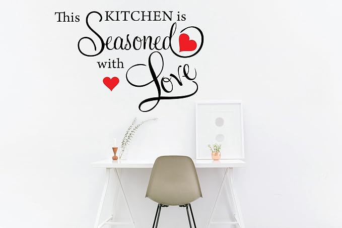 Picniva This Kitchen is Seasoned with Love Wall Decal - 15 x 22 Inch Black Vinyl Quote Sticker for Dining Room, Restaurant, and Farmhouse Decor - Image 3