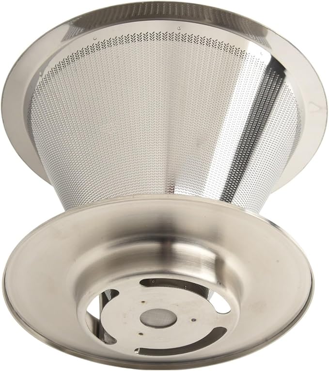 Reusable 304 Stainless Steel Coffee Filter with Handle - 300 Mesh Fine Brew for Coffee Tea,Easy to Clean, Rust-Resistant Design,Silver