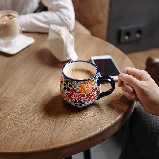 ALMA 12oz Handpainted Flower Ceramic Tea Cup | Microwave & Dishwasher Safe, Ideal for Morning Coffee Tea, Home Kitchen Dining Room Display, For Home Makers & Women - Image 4