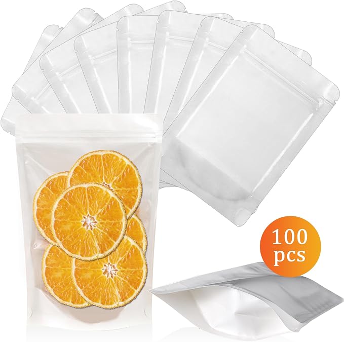100 PCS Resealable Packaging Bags for Small Business，Kraft Bags With Window Clear Fornt Heat Seal Sealable 5.5"X7.9"Paper Zipper Stand Up Pouches Nut Bag Coffee Cookie Herb Food Bakery Storage - Image 7