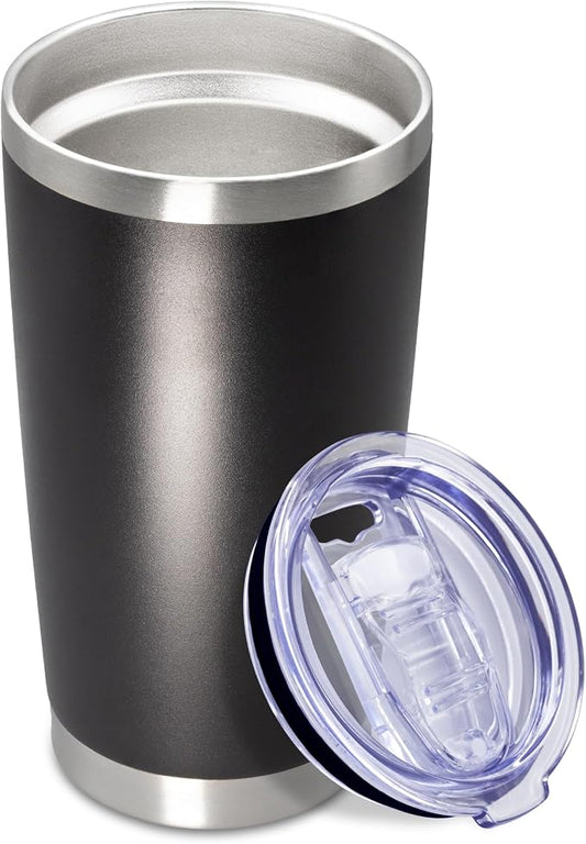 20oz Tumbler Insulated Coffee Tumblers with Lid Stainless Steel Black 1P | 20 oz Tumblers Double Wall Insulated Vacuum 20oz Coffee Mug Leak Proof Tumblers with Lid Powder Coated - Black 1 Pack by AEPDTD