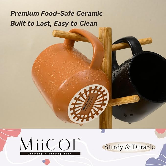 Miicol Ceramic Coffee Mug, 16 oz Large Coffee Cup, Tea Mug with Handle, Flat Bottom Mug for Men, Women, Office, Microwave and Dishwasher Safe, Multi-Color, Burnt Orange - Image 6