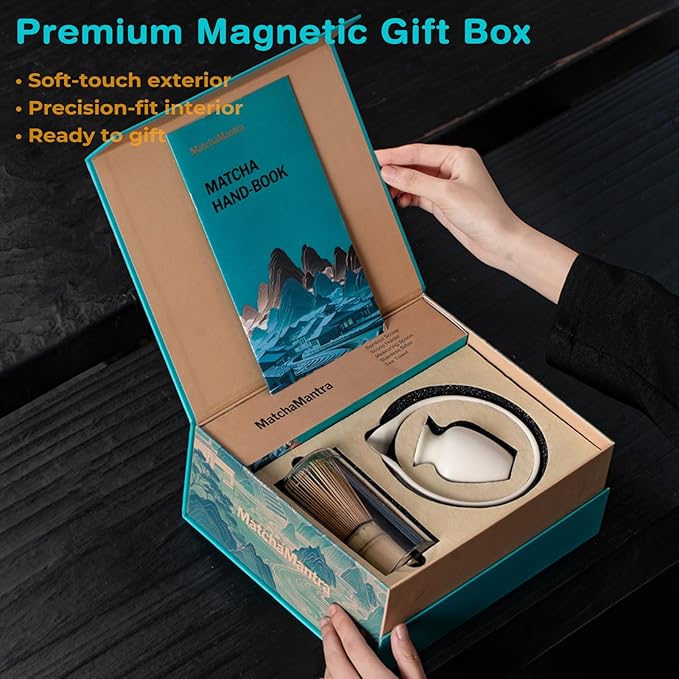 Premium Matcha Ceremony Set – Complete 9-Pcs Ritual Kit – Presented in Luxury Magnetic Gift Box, Perfect for Gifting or Self-Care (Milky White)