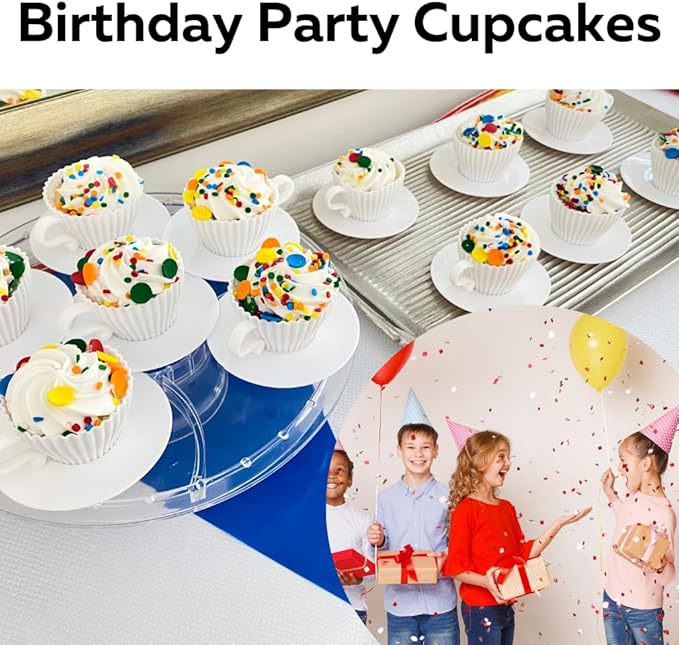 Evelots Baking Cupcake Molds - Silicone Teacup Set - 24 Pc Set - Oven-Safe - Nonstick - Muffin Cups for Bridal/Baby Shower, Birthday/Tea Party - 12 Cups & 12 Saucers - BPA Free