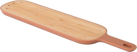 Berghoff Leo Long Bamboo Wood Kitchen Cutting Board With Handle, 44 x 10cm | Slotted French Bread Crumb Chopping Board, 17 x 4.5 Inches, Appetizer Serving Tray & Food Prep Board With Storage Loop by BergHOFF