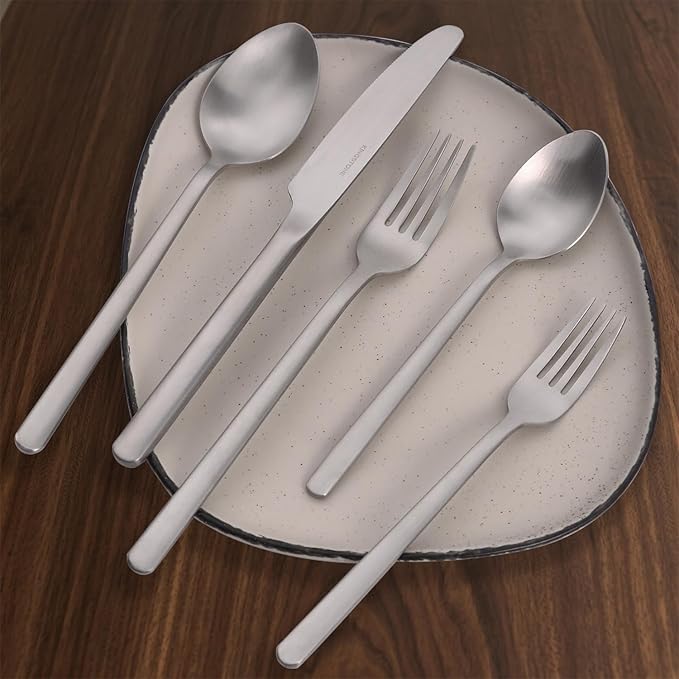KINGSTONE Silverware Set, 20 Piece Flatware Cutlery Set for 4, 18/10 Stainless Steel Silverware Mirror Polished Dishwasher Safe for Home, Restaurant, Wedding, Party, Matte Silver - Image 7