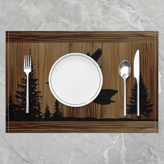 Feelyou Rustic Cabin Placemats Set of 4 Camo Hunting Mallard Duck Table Mats for Party Kitchen Dining Decoration Farmhouse Woodland Animal Place Mat for Table Holiday Decor Indoor Outdoor 18"x12" - Image 2