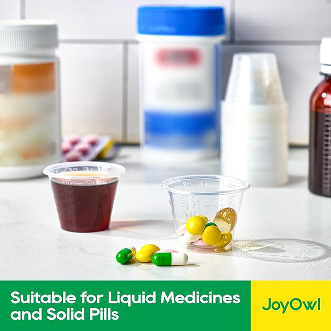 [1800 Count - 1 oz.] Disposable Medicine Cups (30 ml), Small Clear Plastic Measuring Cups for Liquid Medicine, Pills, Resin, and Epoxy