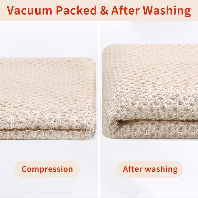 Homaxy 100% Cotton Waffle Weave Kitchen Dish Towels 4-Pack, Beige | 13 x 28 Inches, Ultra Soft Absorbent Dish Towels, Quick Drying Cleaning Towels - Image 7