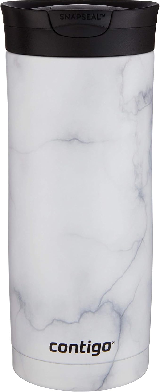 Contigo Huron 16oz Vacuum-Insulated Stainless Steel Travel Mug, Leak-Proof Lid, Keeps Drinks Hot or Cold for Hours, White Marble Finish, Fits Most Cup Holders & Brewers by Unknown
