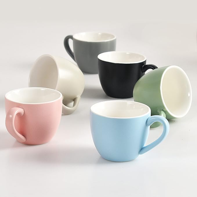 homEdge Mini Porcelain Espresso Cup, 3 Ounces / 90 ml Tiny Cofffee Mugs Demitasse for Espresso, Tea- Set of 6, Multicolor