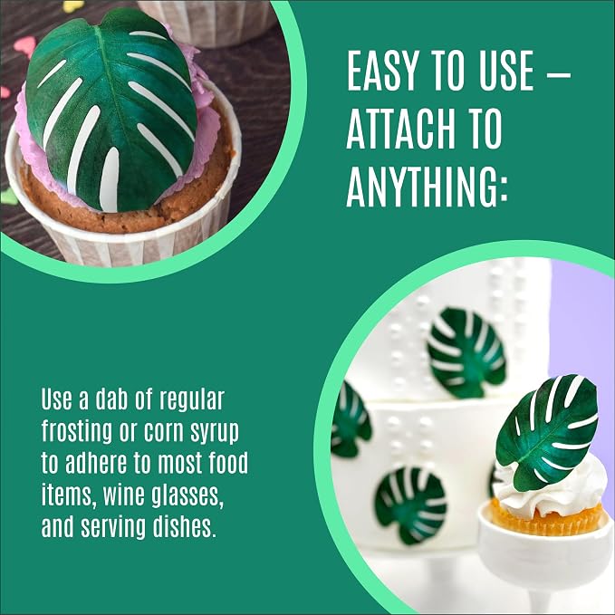 Sugar Robot - Edible Monstera Leaves Decor - Small Size - Edible leaves for cake decorating - Premium Crafted - Made in the USA Cake -Set of 24 (Monstera Leaf) - Image 7
