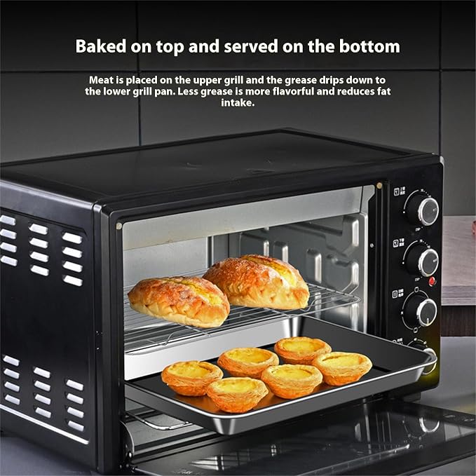 304 Stainless Steel Flat Bottom Oven Tray with Even Heat Distribution Practical Baking Pan for Pastries and Breads Stainless Steel Cookie Sheet - Image 6