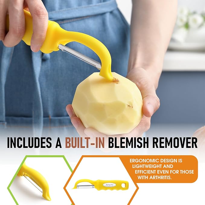 Spring Chef Swivel Potato Peeler with Soft Grip Handle, Set of 2, Yellow | Premium Vegetable Peeler w/ Sharp Stainless Steel Blades, Multifunctional Food Peeler for Apple, Carrot, Cucumber, Fruit - Image 5