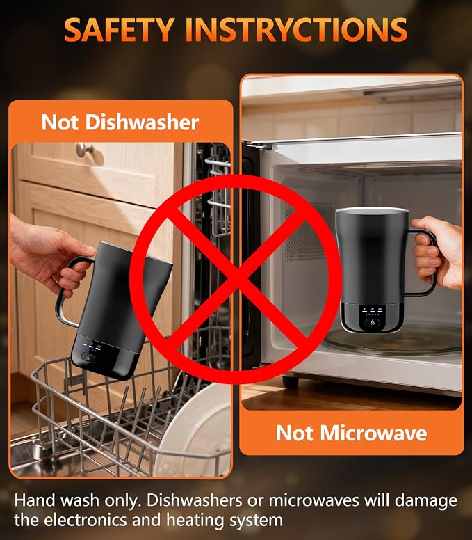 Self-Heating Coffee Mug, 14oz Heated Coffee Mug Rechargeable - Temperature Control Cup Keep Drinks Hot, Smart Cup Great Gift for Women & Slow Sippers - Image 6