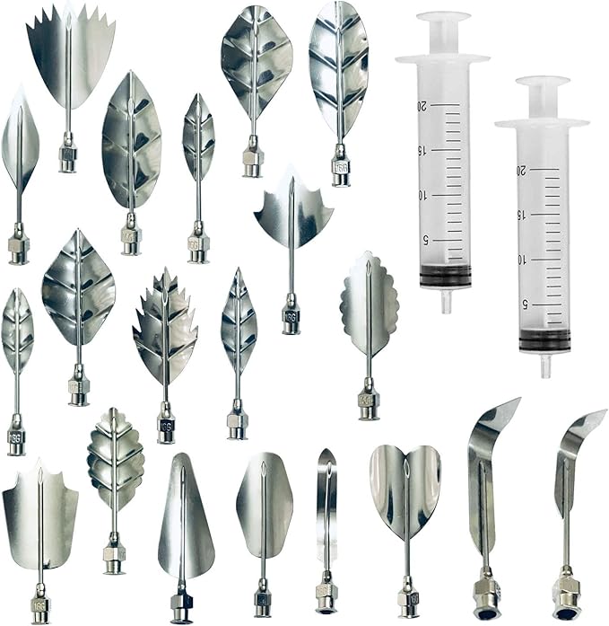 Woohome Art Cake Tools, 22 PCS 3D Gelatin Jelly Tools Includes 20 PCS Gelatin Tools and 2 PCS 10ml Syringe Pudding Pastry Nozzles for Cake Decoration, Jelly Cake making