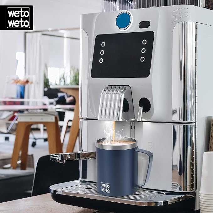 WETOWETO 14 oz Coffee Mug, Vacuum Insulated Camping Mug with Lid, Double Wall Stainless Steel Travel Tumbler Cup, Coffee Mugs Outdoor, Powder Coated Navy Blue Set of 2 - Image 5