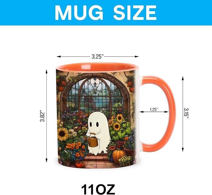 Hyturtle Cute Ghost Plant Mug Gifts For Plant Lovers on Birthday Halloween | Gardener Gift Ideas, Gardening 11oz Coffee Cup for Women, Vivid double-sided print, Comfort grip handle, Premium ceramic - Image 4