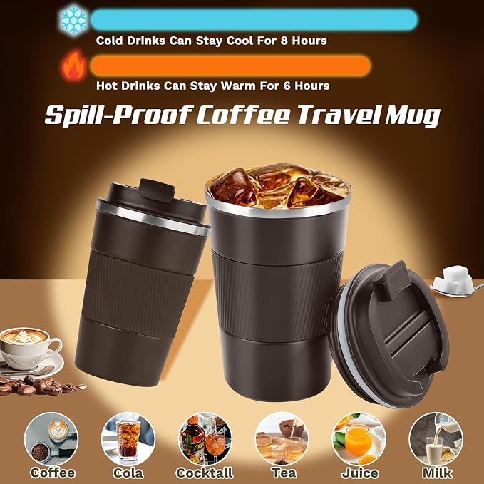 Vacuum Insulated Stainless Steel Travel Coffee Mug,Leak Proof Cup with Lid | 304 stainless steel mug with vacuum insulation, leak proof lid, silicone grip and car cup holder friendly design - Image 2