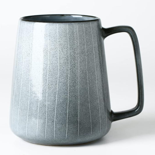 24 oz Large Ceramic Coffee mugs, Extra Large Cup, Big Handle (grey line) | Extra Large Tea and Coffee Cups, Large Handle Coffee Mug for Office and Home, Microwave and Diahwasher Safe by masoline