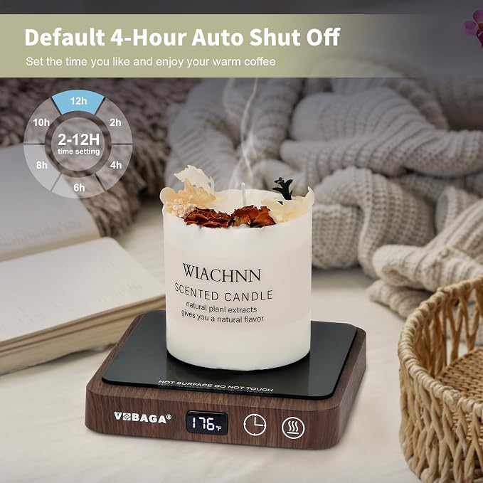 VOBAGA Coffee Mug Warmer & Coffee Warmer for Desk with 5 Temp Settings Display, Mug Warmer with 2-12H Auto Shut Off, Beverage Warmer for Milk, Tea, Candle, Ideal Coffee Gifts for Women Men(No Cup) - Image 3