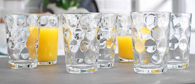 Home Essentials Drinking Glasses Set of 10 Juice Glass Cups, 7 oz Glassware, Inner Circular Lensed Small Glasses. Ideal for Juice, Milk, Water; Dishwasher Safe. - Image 4