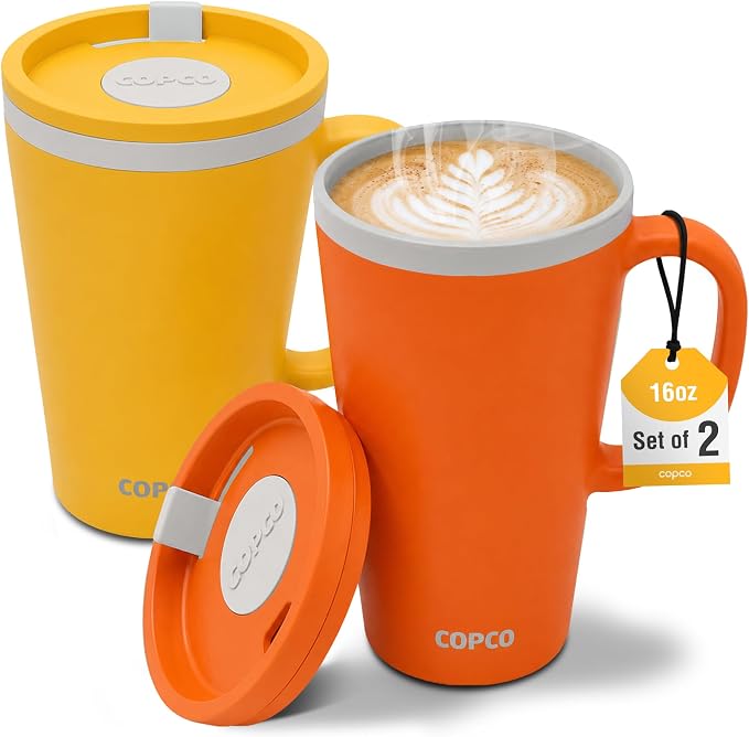 Copco Cone Desk Mug 16 Oz - Orange & Mustard, Set of 2 by Copco