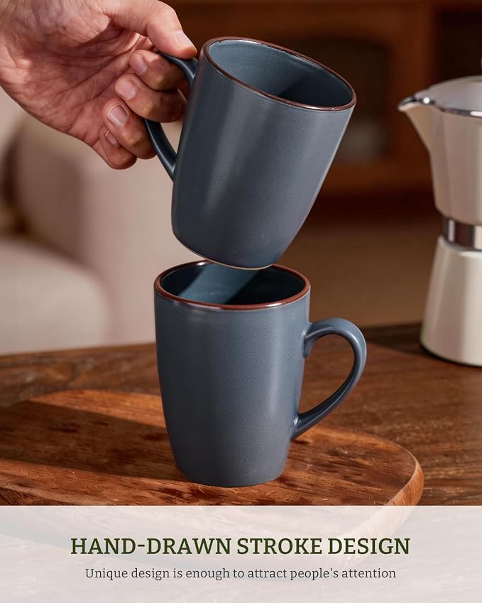 famiware Venus Coffee Mugs for 8, 13 oz Mug Set, Dringking Cup with Handle for Coffee, Tea, Cocoa, Milk, Charcoal - Image 3
