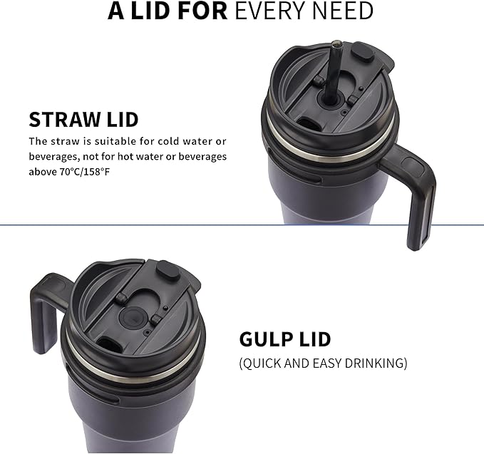 20 oz Insulated Coffee Mug Tumbler with Handle, Stainless Steel Travel Mug Tumbler with Lid and Straw, Double Wall Vacuum Leak Proof Ice Coffee Thermal Cup, Plum - Image 3