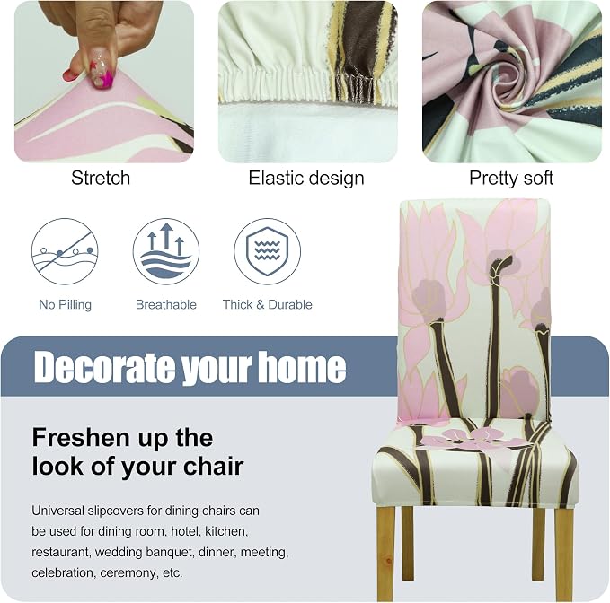 Dining Chair Covers, Stretch Seat Covers, Washable Furniture Protector | 6 Pack, Washable, Stretch Fit, Soft, Non Slip, Dining Chair Covers, Seat Protector, Furniture Protector - Image 3