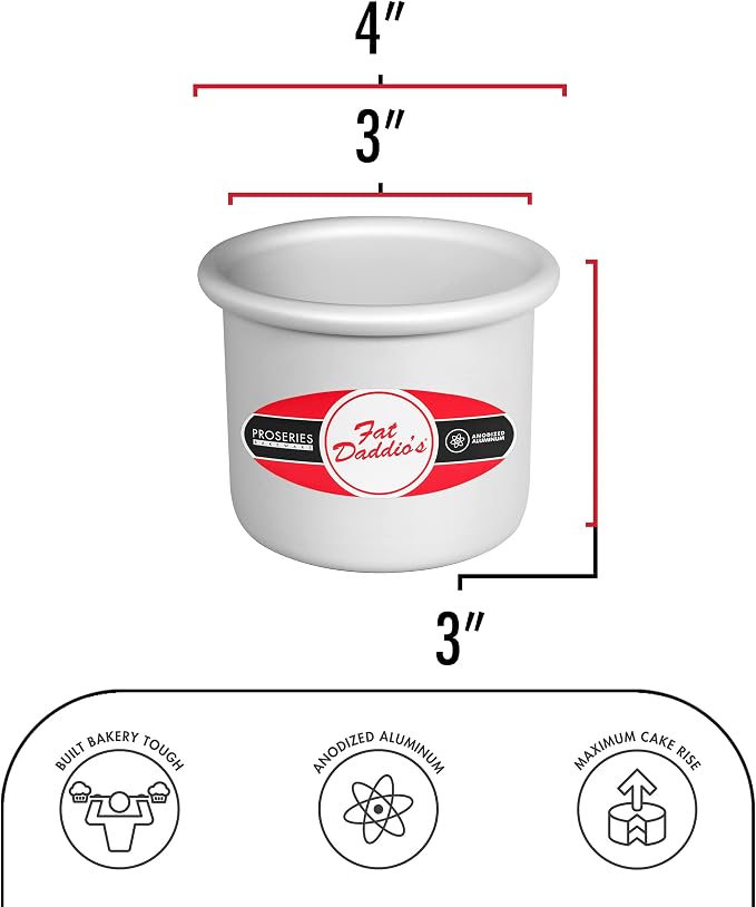 Fat Daddio's PRD-33SET Anodized Aluminum Round Cake Pans, 3 x 3 inch, Set of 2 - Image 3
