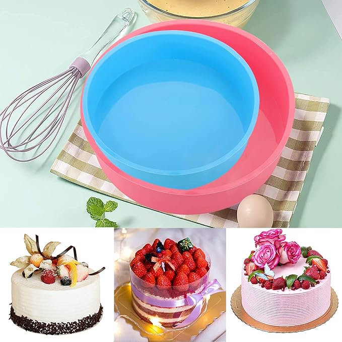 Birthday Cake Molds for Baking Silicone Cake Pans Reusable and Durable Non-Stick Baking Molds Trays for Chocolate Cake Jelly Pudding Mould Candy Making Baked Tool