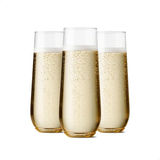 TOSSWARE POP 9oz Flute, Premium Quality, Recyclable, Unbreakable & Crystal Clear Plastic Champagne Glasses, Flute 12 Count (Pack of 8) by TOSSWARE
