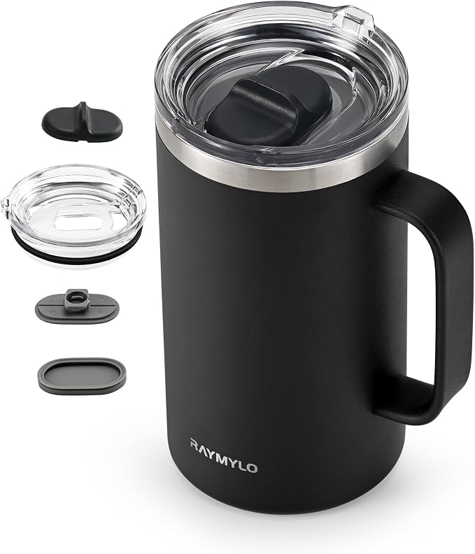 RAYMYLO Insulated Coffee Mug 24 oz, Spill-Proof & Detachable Slider Lid | Double Wall Stainless Steel with Thorough Clean Lid & Handle, Cold for 9 Hrs, Suitable for Camp Home Office by RAYMYLO