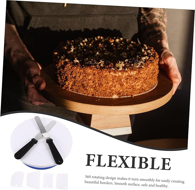 Cake Decorating Turntable with Smooth Rotation Double Bearings Spatula and Scraper for Baking DIY Dessert Stand Practical Cake Decorating Table for Bakery and Party Use