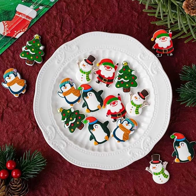 15PCS Christmas Edible Cake Topper Decorations Santa Claus Snowflakes Cupcake Toppers Decorations - Image 3