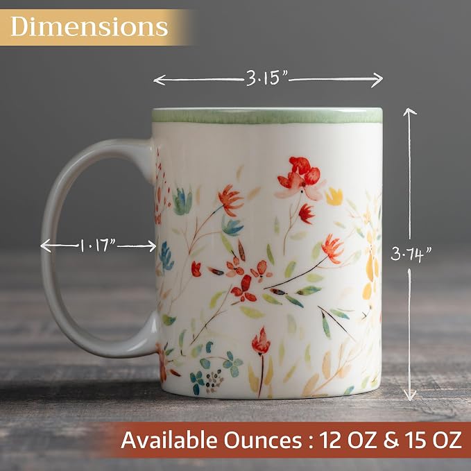 Maison d' Hermine Coffee Mug with Handles Tea Cups (12 Ounce, Pack of 1) | Fine Bone China Coffee Mugs for Hot Beverages Cappuccino Latte Home Restaurant Hotel Spring Summer -Colmar - Green - Image 4
