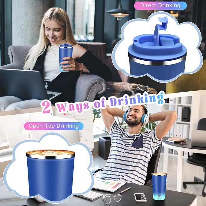 17oz Insulated Travel Coffee Mug with Flip Lid – Leakproof Stainless Steel Insulated Coffee Tumblers, Reusable Coffee Cup for Hot & Cold Drinks, Perfect for Camping & On-the-Go - Image 7