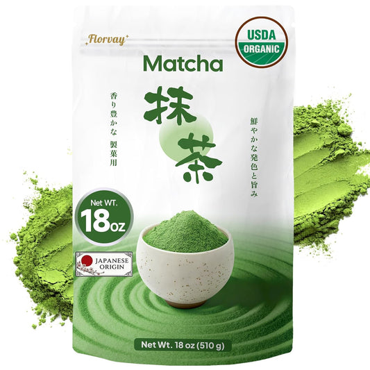 Japanese Organic Matcha Powder - 18oz Culinary Grade Green Tea Powder for Everyday Matcha Latte, Smoothies & Baking, No Sugar, No Additives, Bulk Size for Daily Use
